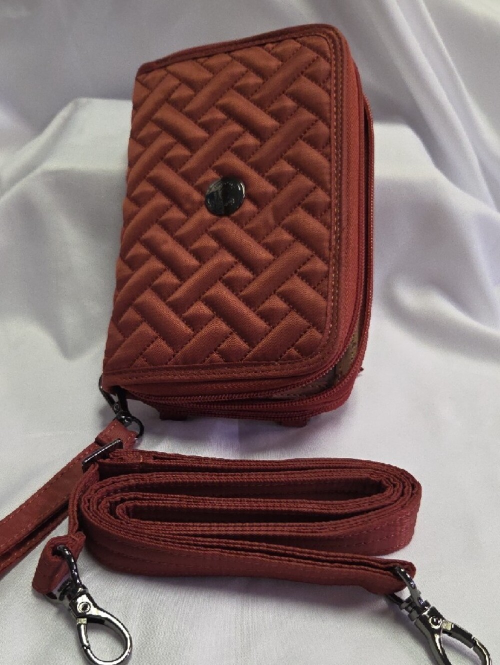 lug Quilted Crossbody Bag in Brick Red - Picture 9 of 9